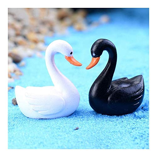 JLZK Materiales ecológicos 1PCS / 2 Piezas de Miniatura Figurita Cisne de Ganso Modelo terrarios/acuarios Adornos Micro Hada de la decoración del jardín No contamina la Calidad del Agua.