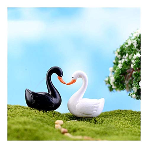 JLZK Materiales ecológicos 1PCS / 2 Piezas de Miniatura Figurita Cisne de Ganso Modelo terrarios/acuarios Adornos Micro Hada de la decoración del jardín No contamina la Calidad del Agua.