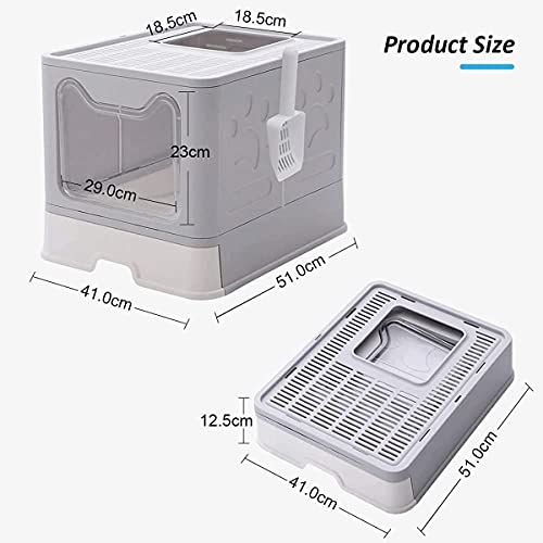JNOIHF Caja de Arena de Gato, Gato Anti-Salpicaduras Cerradas Plegable Grande PÁGINAS Caja de Arena con Basura de Basura/sortear el sorteo para el Gato de Mascota reduciendo el Seguimiento de la Bas