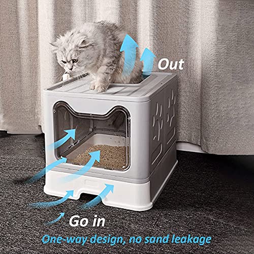JNOIHF Caja de Arena de Gato, Gato Anti-Salpicaduras Cerradas Plegable Grande PÁGINAS Caja de Arena con Basura de Basura/sortear el sorteo para el Gato de Mascota reduciendo el Seguimiento de la Bas