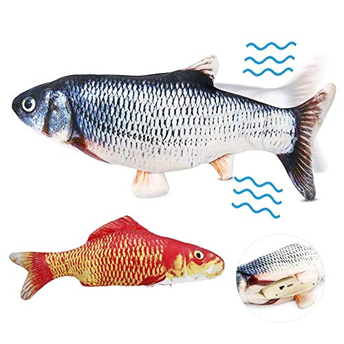 Johiux 2PCS Juguetes para Gatos Juguetes Simulación Peluches Pescado Juguete eléctrico para Peces,Almohada para Peces Gato, Juguetes para Gatos Catnip,Juguetes para Masticar Gatos,Juguetes para Peces