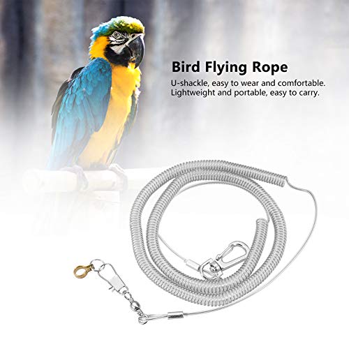 Joyzan 6 m pájaro Cuerda voladora Loro Entrenamiento Anti-mordida Viajar Caminar Kits de Correa para Mascotas Tobillera, Cadena de pie de Loro Suministros de arnés ultraligeros(4.5MM+6M)