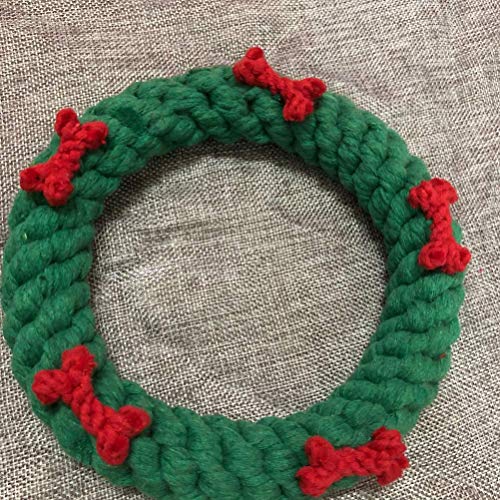 J.SCT-5 Juguete navideño con Cuerda para Perros, Juguete para Masticar con Forma de Corona, Juguete navideño para Perros, Juguete Interactivo para Perros, Regalo navideño navideño para Cachorros de