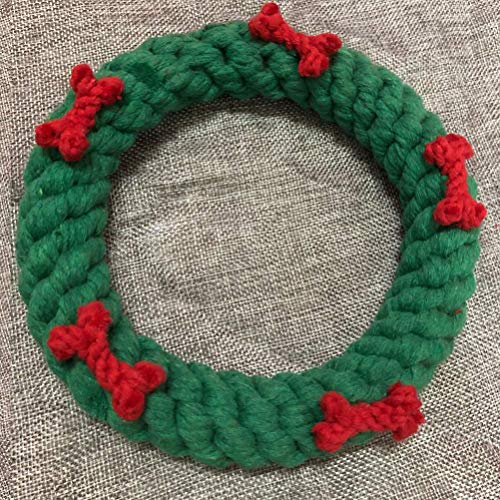 J.SCT-5 Juguete navideño con Cuerda para Perros, Juguete para Masticar con Forma de Corona, Juguete navideño para Perros, Juguete Interactivo para Perros, Regalo navideño navideño para Cachorros de
