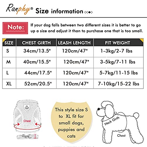 Juego de arnés y Plomo para Gato Chaleco Ajustable a Prueba de Escape, sin Tirar Chaquetas Reflectantes para Caminar Transpirables pequeño Perro arnés Malla Suave Acolchada para niño y niña Cachorro