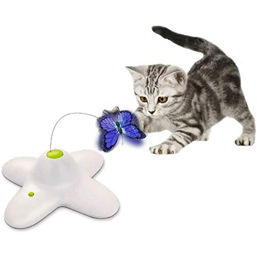 Juguete Automático para Gatos Movimiento Giratorio De 360 ​​Grados Activado Mariposa Divertido Juguete Mascota Gato Interactivo Fluttering Bug Cachorros Intermitente Toy-Cat_Toy Fácil De Limpiar