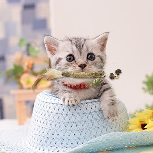 Juguete de hierba gatera - Juguetes para masticar la dentición de gato, juego de combinación de palitos de masticar para gatos para calmar la ansiedad y el estrés del gato, 6 piezas de juguete Pigmana
