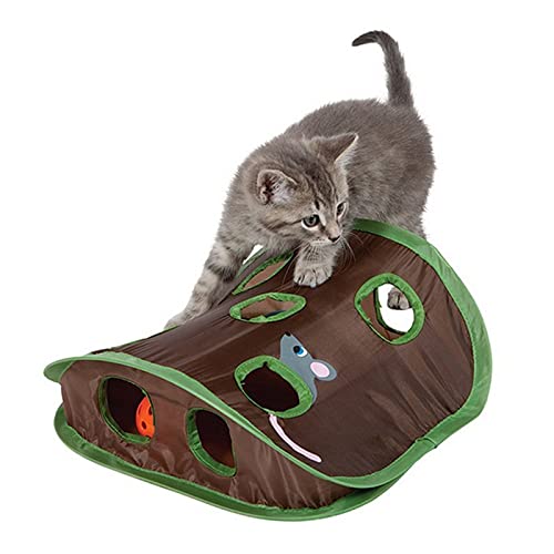 Juguete de túnel Juguete del gato Juguetes para mascotas Juguete de inteligencia Juguete divertido para gatos Con 9 hoyos Con ratones bola de campana gatitos Plegable Para mascotas Kitten Play Traning