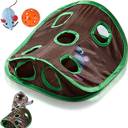 Juguete de túnel Juguete del gato Juguetes para mascotas Juguete de inteligencia Juguete divertido para gatos Con 9 hoyos Con ratones bola de campana gatitos Plegable Para mascotas Kitten Play Traning