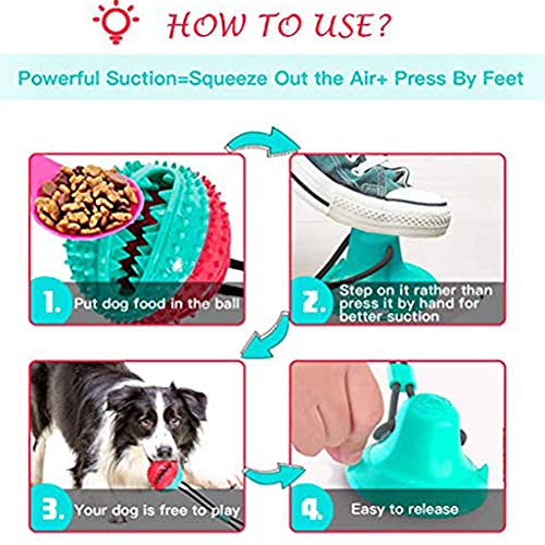 Juguete Molar Multifuncional para Mascotas, Juguete de Cuerda para Perros con Ventosas Pelota Limpiar los Dientes Juguetes Educativos Interactivos Adecuados para Perros Pequeños y Medianos