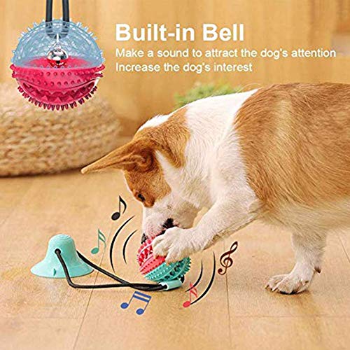 Juguete Molar Multifuncional para Mascotas, Juguete de Cuerda para Perros con Ventosas Pelota Limpiar los Dientes Juguetes Educativos Interactivos Adecuados para Perros Pequeños y Medianos