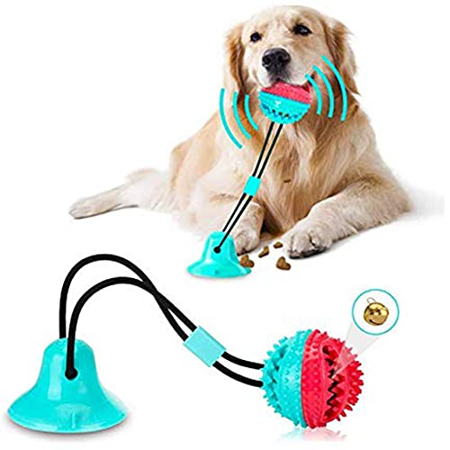 Juguete Molar Multifuncional para Mascotas, Juguete de Cuerda para Perros con Ventosas Pelota Limpiar los Dientes Juguetes Educativos Interactivos Adecuados para Perros Pequeños y Medianos