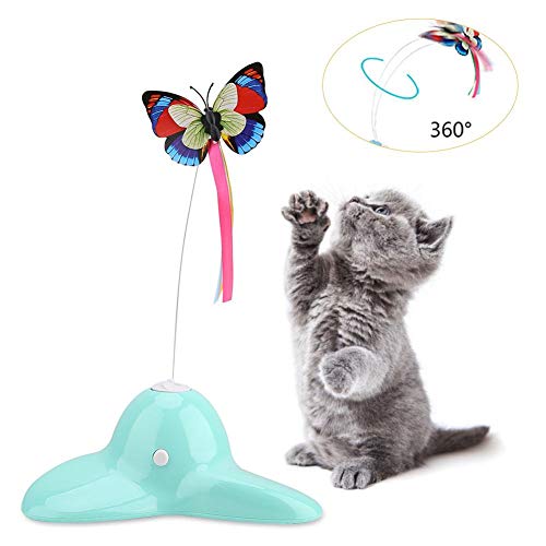 Juguete para gatos, mariposa luminosa, eléctrico giratorio de 360 ​​°, juguete para gatos, juguetes de entrenamiento en interiores para gatitos, gatitos, gatos, ejercicio, juego, persecución, entreten