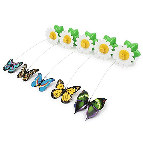 Juguete para mascota, eléctrico y giratorio, de alambre de acero, con mariposa o pájaro, para despertar interés o curiosidad en gatos