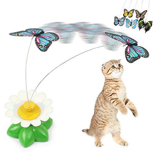 Juguete para mascota, eléctrico y giratorio, de alambre de acero, con mariposa o pájaro, para despertar interés o curiosidad en gatos