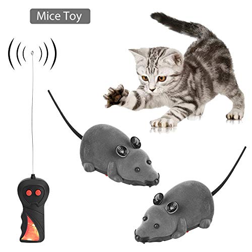 Juguete teledirigido electrónico del Animal doméstico de la Rata del ratón, Juguete del ratón de la simulación para el niño del Perro del Gato(Gris)