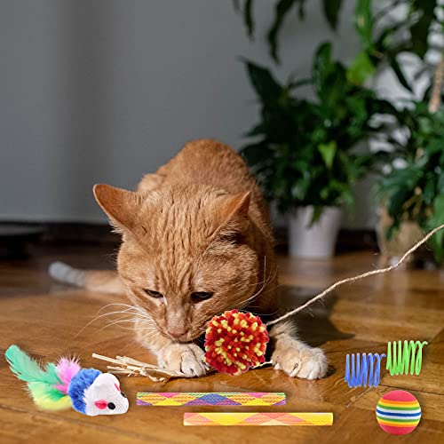 Juguetes de Gato,15 Juguetes diversión interactiva para Interiores para Interiores,3 Capas Rodillos Gatito con Pelota Colores,Varita de Plumas Ratón Bola de ejercitar diversión Gatito Torre Pink
