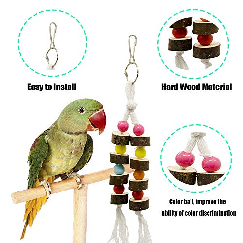 Juguetes de Loro Pájaros 7 Piezas con Juguete de Masticación y Columpios de Perchas Usado - Decoracion de Pajarera y Campana Colgante Hamaca para Periquitos, Cockatiels #5