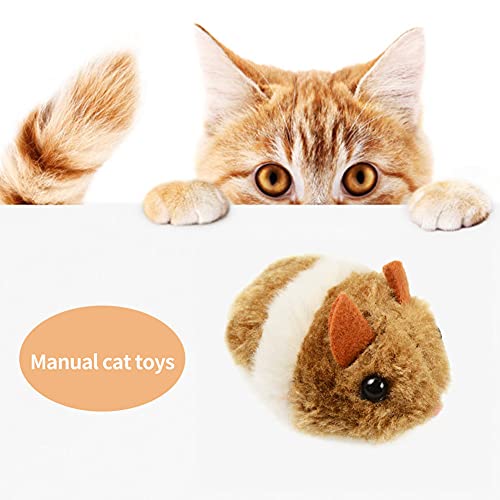 Juguetes para Gato Nesloonp Raton Juguete Gato Ratones para Gatos Que se Mueven Forma de Mouse Movimiento Ratones para Gatos de Peluche（2 Piezas Gris e Marrón）