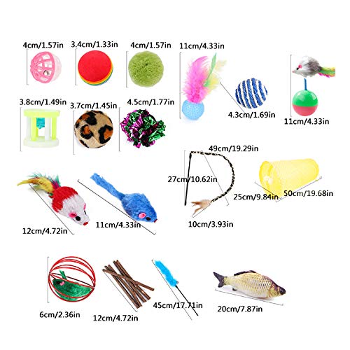 Juguetes para Gatos, 28PCS Juguetes para Paquete de Variedad para Gatitos, Set di Juguetes para Gatos Interactivo Ratón,Juguetes para Gatos con Plumas túnel