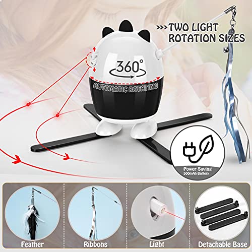 Juguetes para Gatos interactivos, Juguetes LED para Gatos y Juguetes de Plumas de Gato, 2 en 1, Juguetes de Ejercicio para Gatos de Interior (Negro)