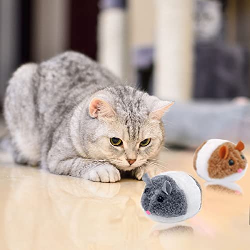 Juguetes para Gatos Tomicy Ratones para Gatos de Peluche, Juguetes Interactivos para Gatos, Juguetes Gatos Raton de Peluche, Ratones para Gatos Que Se Mueven Ratón de Juguete Lindo Gato 2 Piezas
