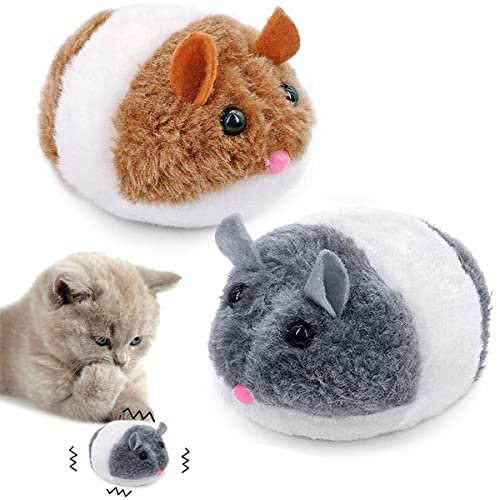 Juguetes para Gatos Tomicy Ratones para Gatos de Peluche, Juguetes Interactivos para Gatos, Juguetes Gatos Raton de Peluche, Ratones para Gatos Que Se Mueven Ratón de Juguete Lindo Gato 2 Piezas
