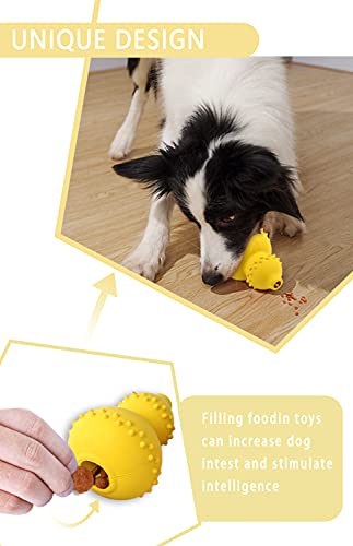 Juguetes para Perros, Juguete Perro Resistentes Pelota Perro Fuertes para Perros Grandes Pequeños Medianos Morder Interactivos Dispensador Comida (Amarillo)