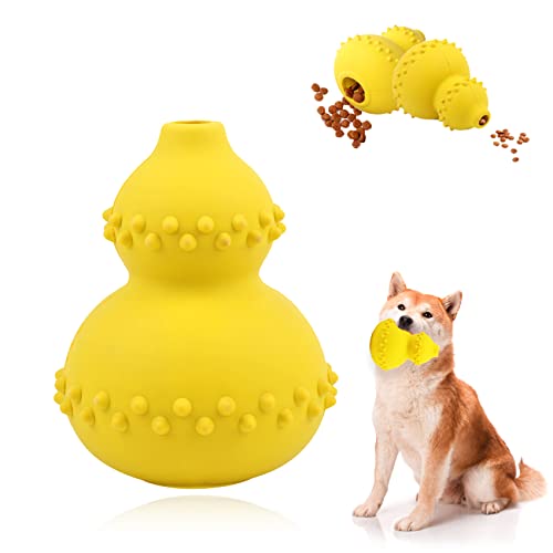 Juguetes para Perros, Juguete Perro Resistentes Pelota Perro Fuertes para Perros Grandes Pequeños Medianos Morder Interactivos Dispensador Comida (Amarillo)