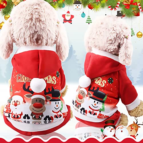Kabxhueo Disfraz de Navidad de Pet, Traje de Navidad para Gatos Lindo Sombrero de Capa de Navidad con Papa Noel Gorrito Christmas Costume Apta para Perro Gato Conejo,S Back Length 25cm