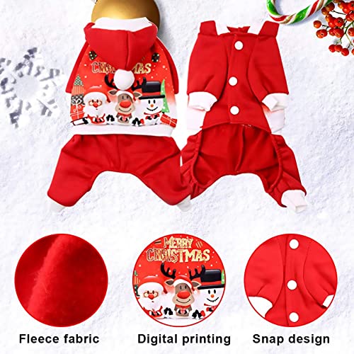 Kabxhueo Disfraz de Navidad de Pet, Traje de Navidad para Gatos Lindo Sombrero de Capa de Navidad con Papa Noel Gorrito Christmas Costume Apta para Perro Gato Conejo,S Back Length 25cm