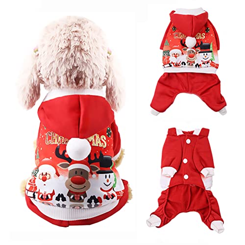 Kabxhueo Disfraz de Navidad de Pet, Traje de Navidad para Gatos Lindo Sombrero de Capa de Navidad con Papa Noel Gorrito Christmas Costume Apta para Perro Gato Conejo,S Back Length 25cm