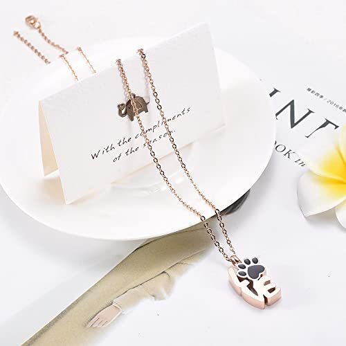 KBFDWEC Colgante conmemorativo de cremación de Acero Inoxidable con Forma de Amor para Cenizas, Collar de urna, Recuerdo para Mascotas, Gato, Perro, joyería,   Rosa