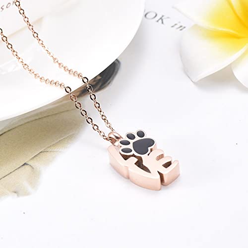 KBFDWEC Colgante conmemorativo de cremación de Acero Inoxidable con Forma de Amor para Cenizas, Collar de urna, Recuerdo para Mascotas, Gato, Perro, joyería,   Rosa