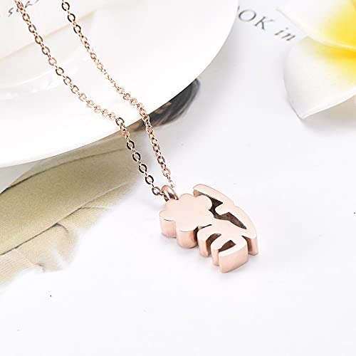 KBFDWEC Colgante conmemorativo de cremación de Acero Inoxidable con Forma de Amor para Cenizas, Collar de urna, Recuerdo para Mascotas, Gato, Perro, joyería,   Rosa