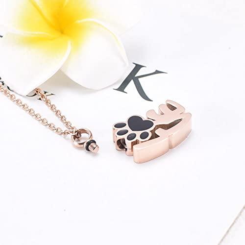 KBFDWEC Colgante conmemorativo de cremación de Acero Inoxidable con Forma de Amor para Cenizas, Collar de urna, Recuerdo para Mascotas, Gato, Perro, joyería,   Rosa