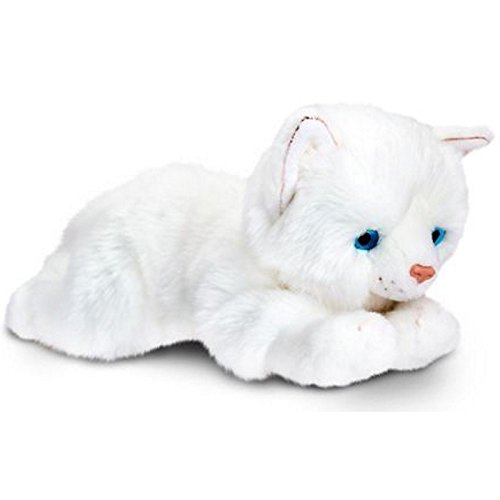 KEEL 25cm LAYING GATS BLANCO, GINGER TABBY, NEGRO Y BLANCO, GRIS TABBY SOFT TOYS (TIFFANY)