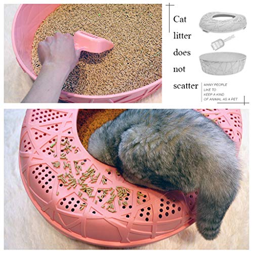 KGDC Gatera Arenero WC Tipo de Entrada Superior Caja de Arena Lucha contra Salpicaduras Inodoro for Gatos Plegado en la Cuenca de Arena for Gatos Semi-Cerrado Espacio Extra Grande Caja de Arena
