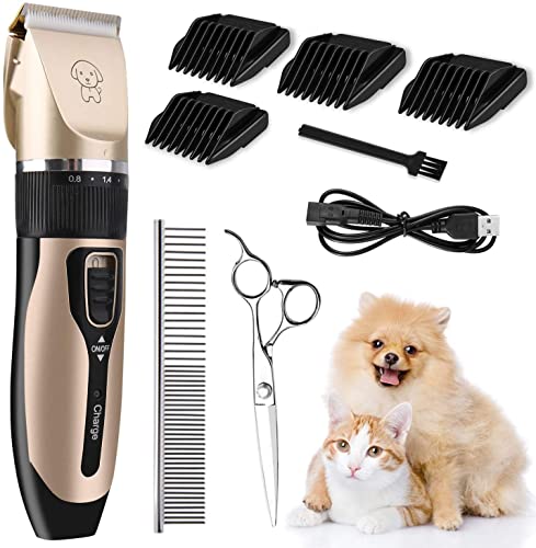 KINGLEAD Cortapelos Perros, Maquina de Cortar Pelo para Perros,Cortapelos Inalámbrico para Mascotas Bajo Ruido,Recortadora Eléctrica USB Recargable,Cortauñas para Mascotas Esquiladora para Perros