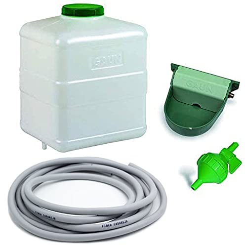Kit bebedero grande automático para animales, perros, gallinas, faisanes, etc. - Depósito 20L - Incluye Depósito de 20L fabricado en plástico + tubo + bebedero automático de plástico + llave y filtro