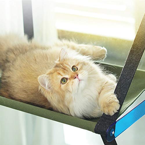 KMMKK Hamaca De Percha para Ventana para Gatos, Tumbona Plegable para Asiento De Gato Hamaca para Ahorrar Espacio En El Asiento De Ventana para Gatos con Ventosas Grandes La Cama Más Segura Blue