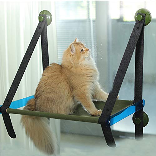 KMMKK Hamaca De Percha para Ventana para Gatos, Tumbona Plegable para Asiento De Gato Hamaca para Ahorrar Espacio En El Asiento De Ventana para Gatos con Ventosas Grandes La Cama Más Segura Blue