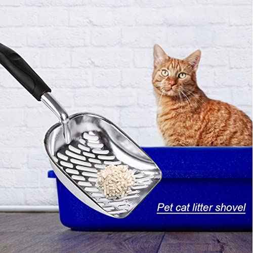KOUHA Pala Arenero Gato De Metal Pala De Basura para Gatos con Mango Antideslizante para Limpiar Las Heces De Gatos Perros