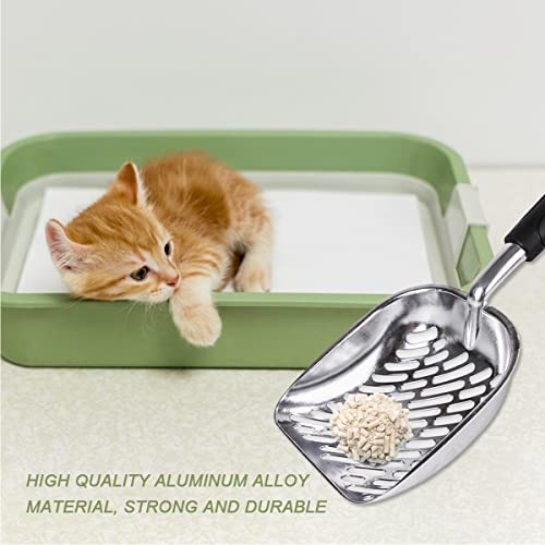 KOUHA Pala Arenero Gato De Metal Pala De Basura para Gatos con Mango Antideslizante para Limpiar Las Heces De Gatos Perros