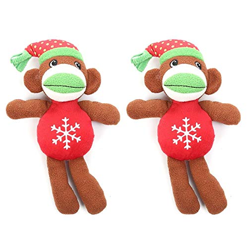 Ksydhwd Peluches para Perros 2 Piezas De Juguete De Peluche Masticable De Perro con Forma De Mono Navideño con Sirena Incorporada, Rascador Suave para Mascotas, Juego De Patas para Moler