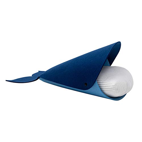KUANDARYJ Moda Cueva para Animales Cama Cueva para Gatos Ballena Forma con cojín Extra Grueso Casa de Fieltro para Mascotas Comodo, Blue