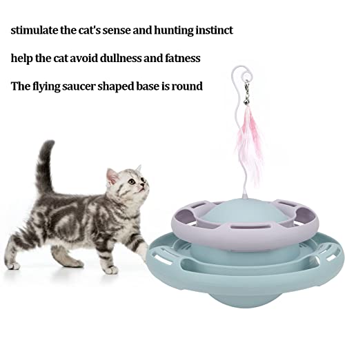 KUIDAMOS Juguetes Interactivos para Gatos, Juguete Giratorio para Gatos, Rompecabezas Seguro Multifuncional para Gatos