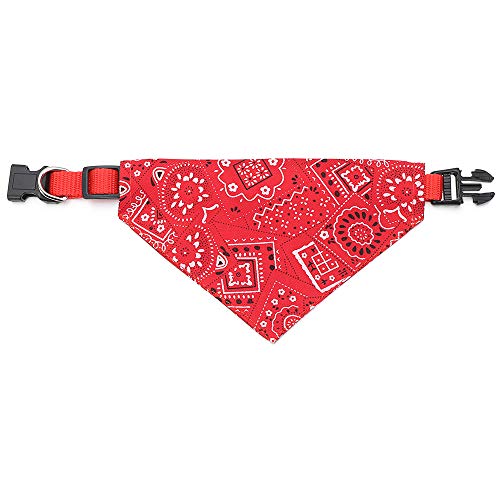 KUNHEV Collar para mascotas con cuello triangular, baberos para cachorros, de vestir, lavable, para decoración de cuello, bufanda de gato (M-rojo)