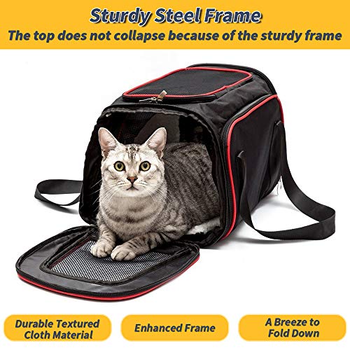 La Gracery - Transportín Extensible para Mascotas pequeñas para Perros, Gatos – 2 Lados de expansión Plegable Airline Aprobado para caseta portátil Suave Bolsa de Mascotas