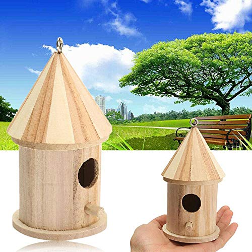 LACKINGONE Jaulas para pájaros de Madera, Casas para pájaros, Caja de Anidación Colgante DIY, Nido de Pájaro Empalme Maciza, Casa de Pájaros para el Hogar y al Air Libre (2PCS)